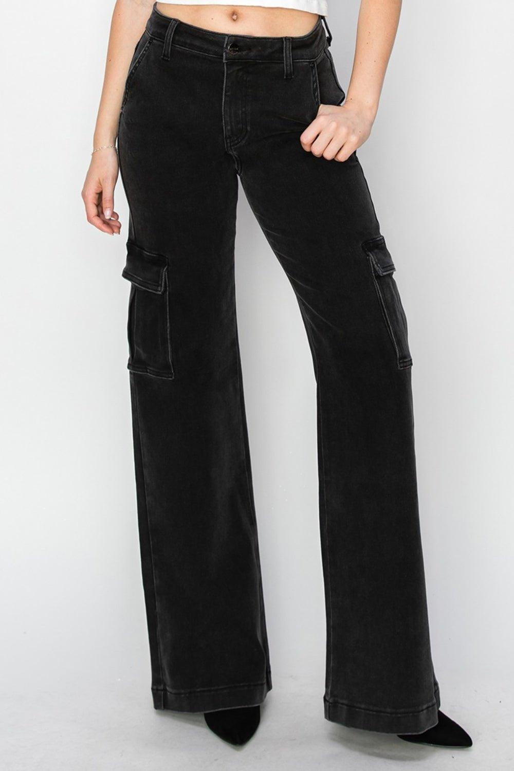 Tommy High Rise Wide Leg Cargo Jeans - Driftwood Boutique
