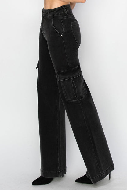 Tommy High Rise Wide Leg Cargo Jeans - Driftwood Boutique