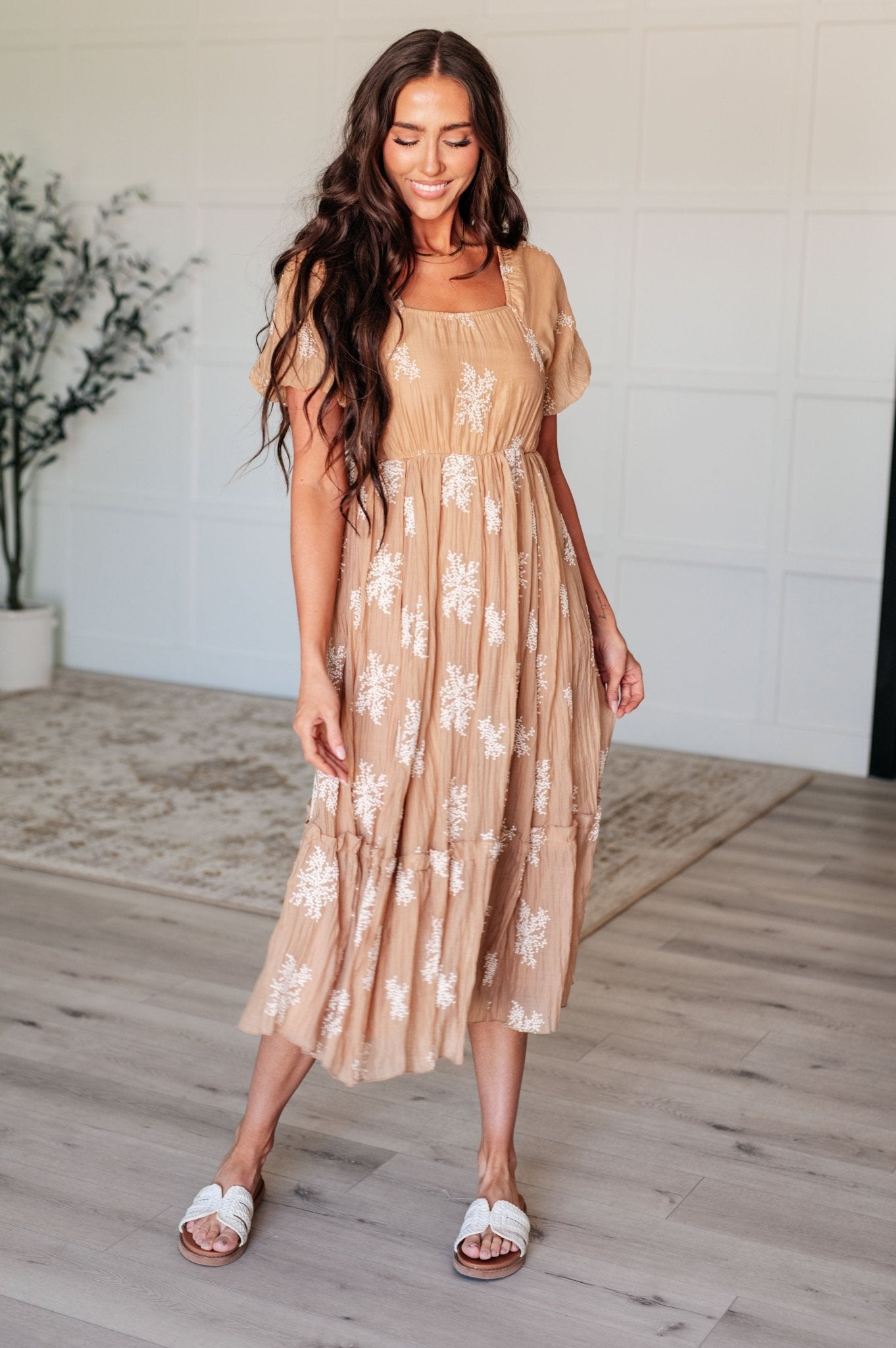 Trusting My Intuition Balloon Sleeve Dress in Camel - Driftwood Boutique