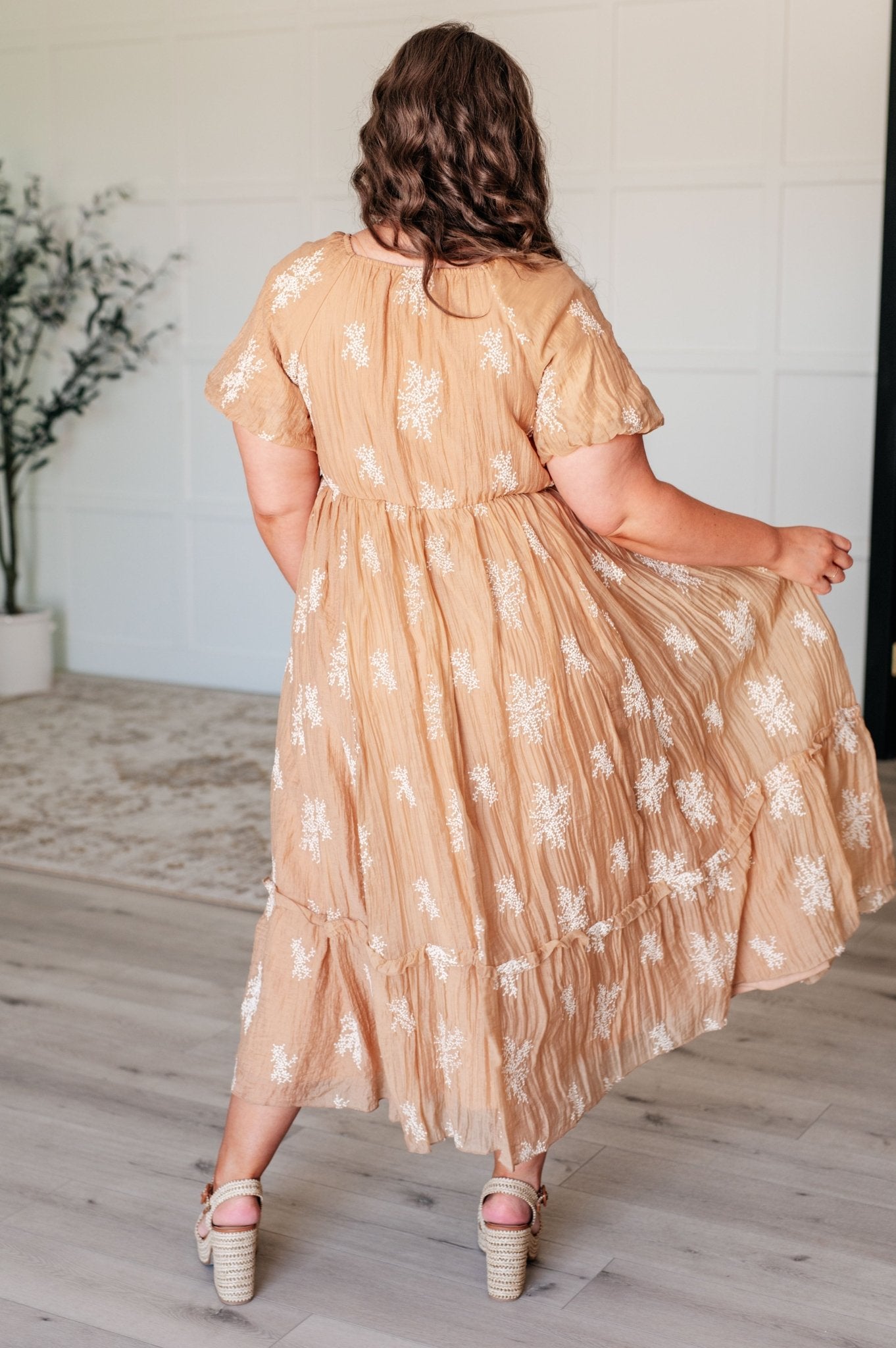 Trusting My Intuition Balloon Sleeve Dress in Camel - Driftwood Boutique