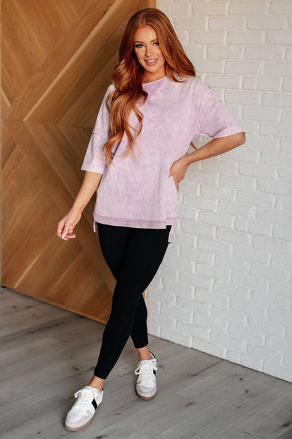 Unbothered Mineral Wash Top in Orchid Petal - Driftwood Boutique