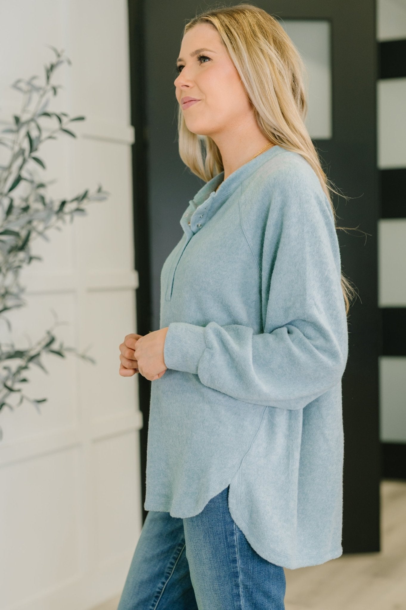 Urban Flux Scooped Hi - Low Long Pullover in Blue Grey - Driftwood Boutique