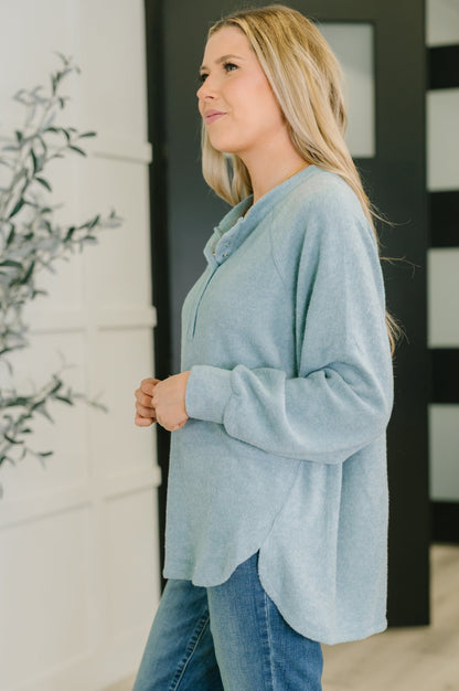 Urban Flux Scooped Hi - Low Long Pullover in Blue Grey - Driftwood Boutique