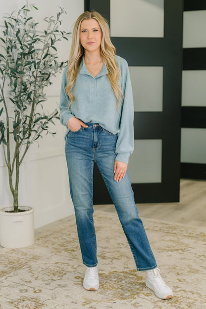 Urban Flux Scooped Hi - Low Long Pullover in Blue Grey - Driftwood Boutique