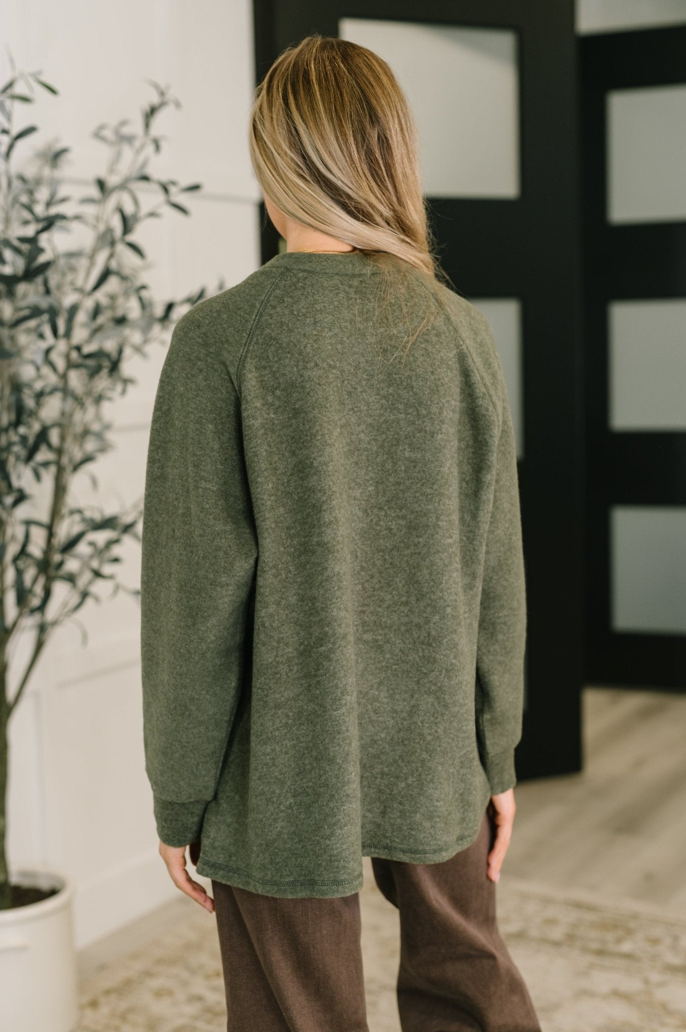 Urban Flux Scooped Hi - Low Long Pullover in Olive - Driftwood Boutique