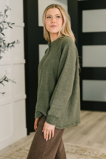 Urban Flux Scooped Hi - Low Long Pullover in Olive - Driftwood Boutique