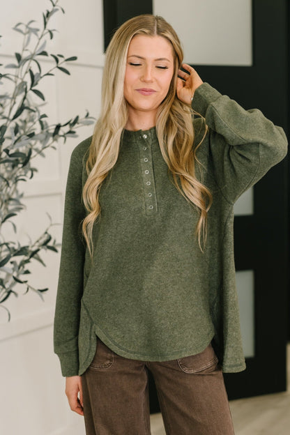 Urban Flux Scooped Hi - Low Long Pullover in Olive - Driftwood Boutique