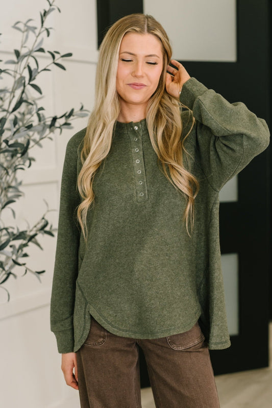 Urban Flux Scooped Hi - Low Long Pullover in Olive - Driftwood Boutique