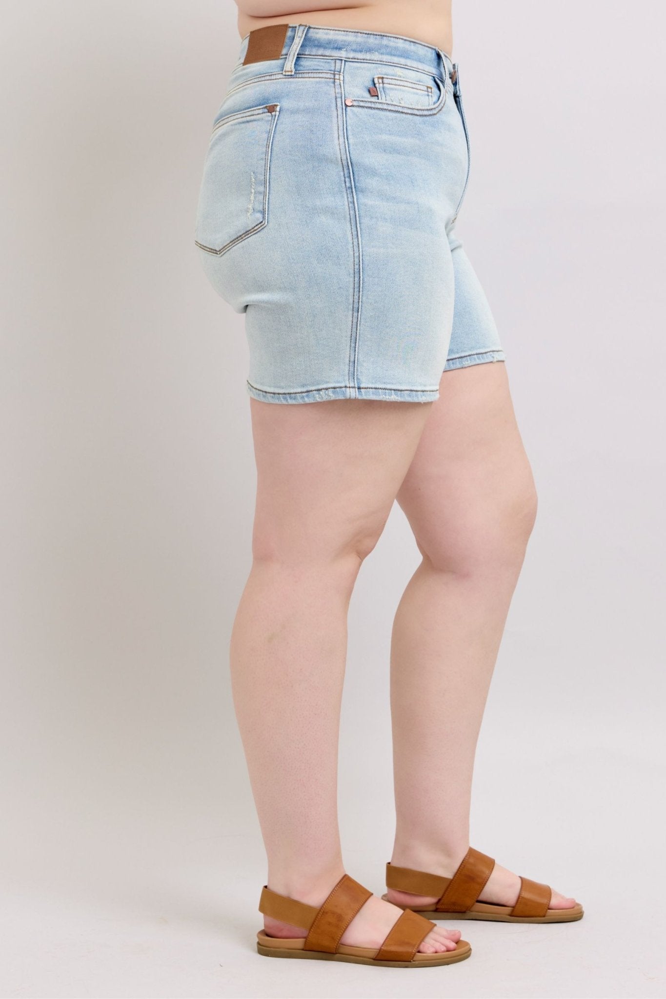 Vanessa High Rise Adjustable Button Denim Shorts - Driftwood Boutique
