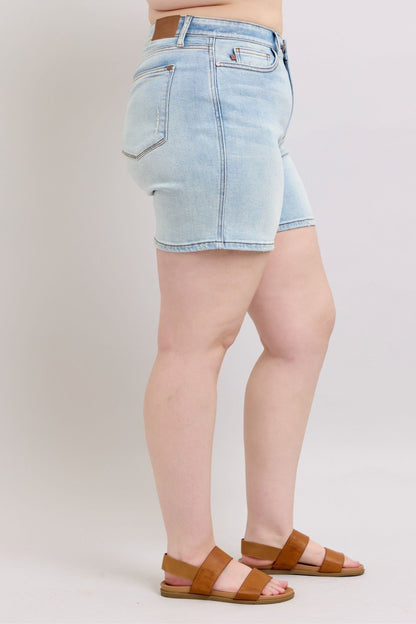 Vanessa High Rise Adjustable Button Denim Shorts - Driftwood Boutique