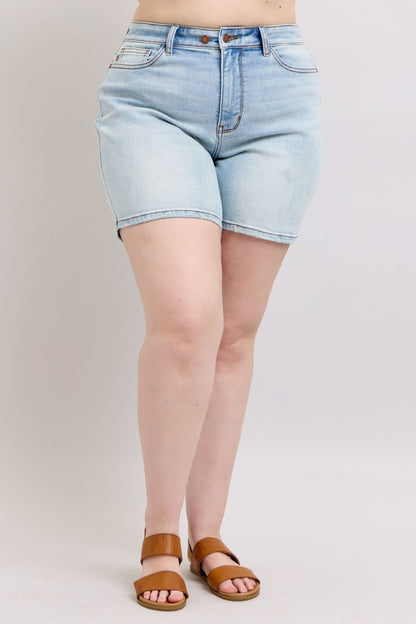 Vanessa High Rise Adjustable Button Denim Shorts - Driftwood Boutique