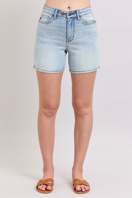Vanessa High Rise Adjustable Button Denim Shorts - Driftwood Boutique