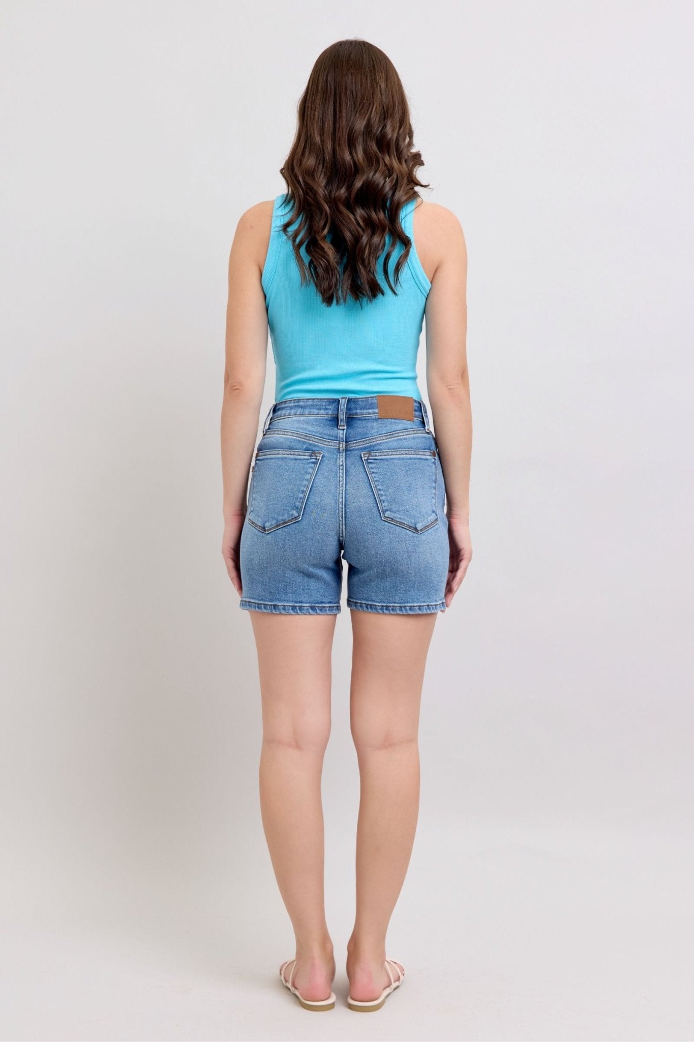 Vanessa High Rise Adjustable Button Denim Shorts - Driftwood Boutique
