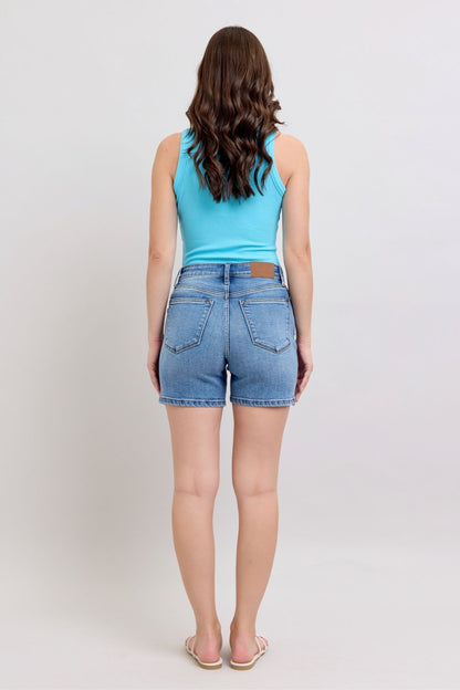 Vanessa High Rise Adjustable Button Denim Shorts - Driftwood Boutique