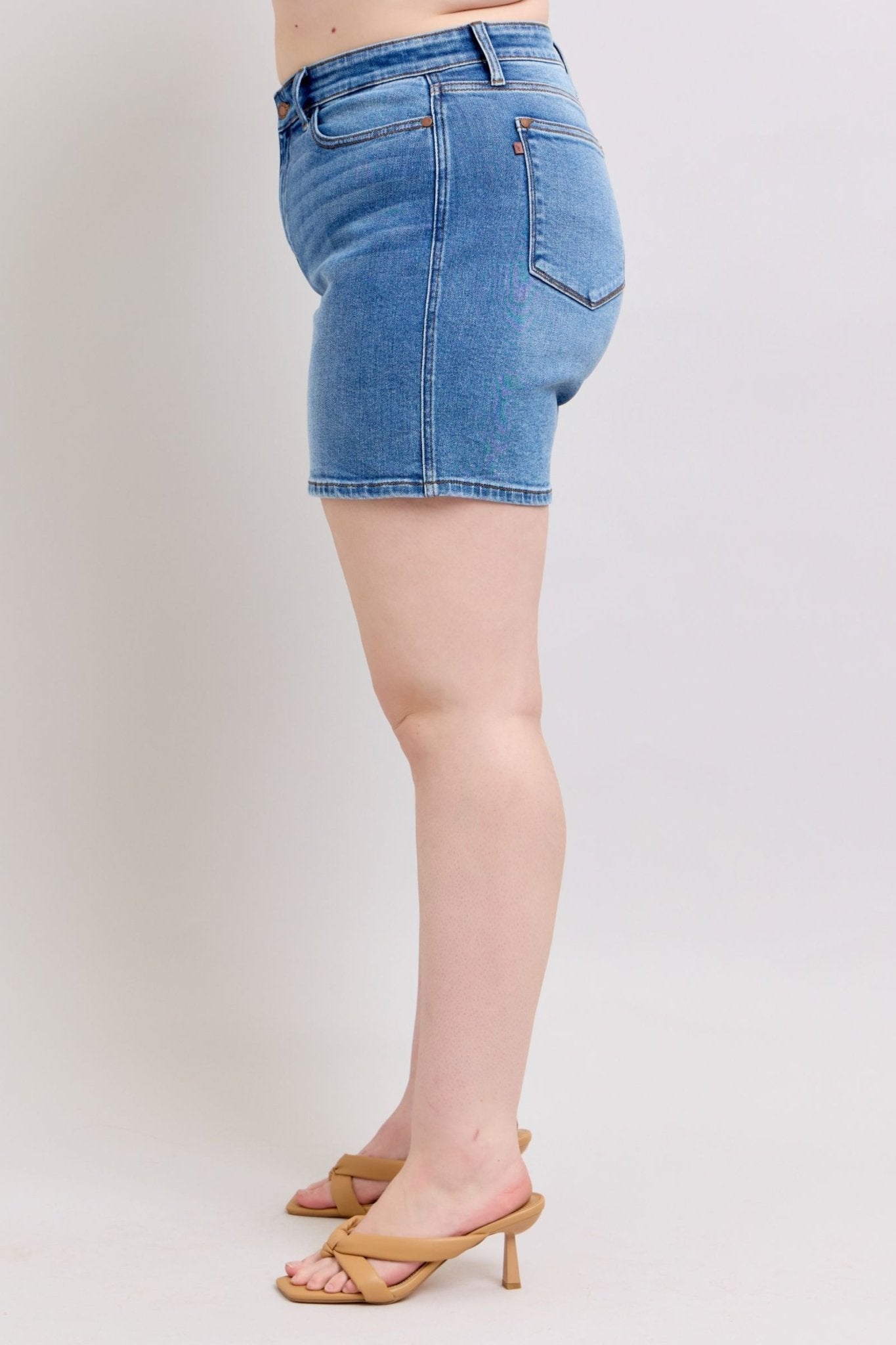 Vanessa High Rise Adjustable Button Denim Shorts - Driftwood Boutique