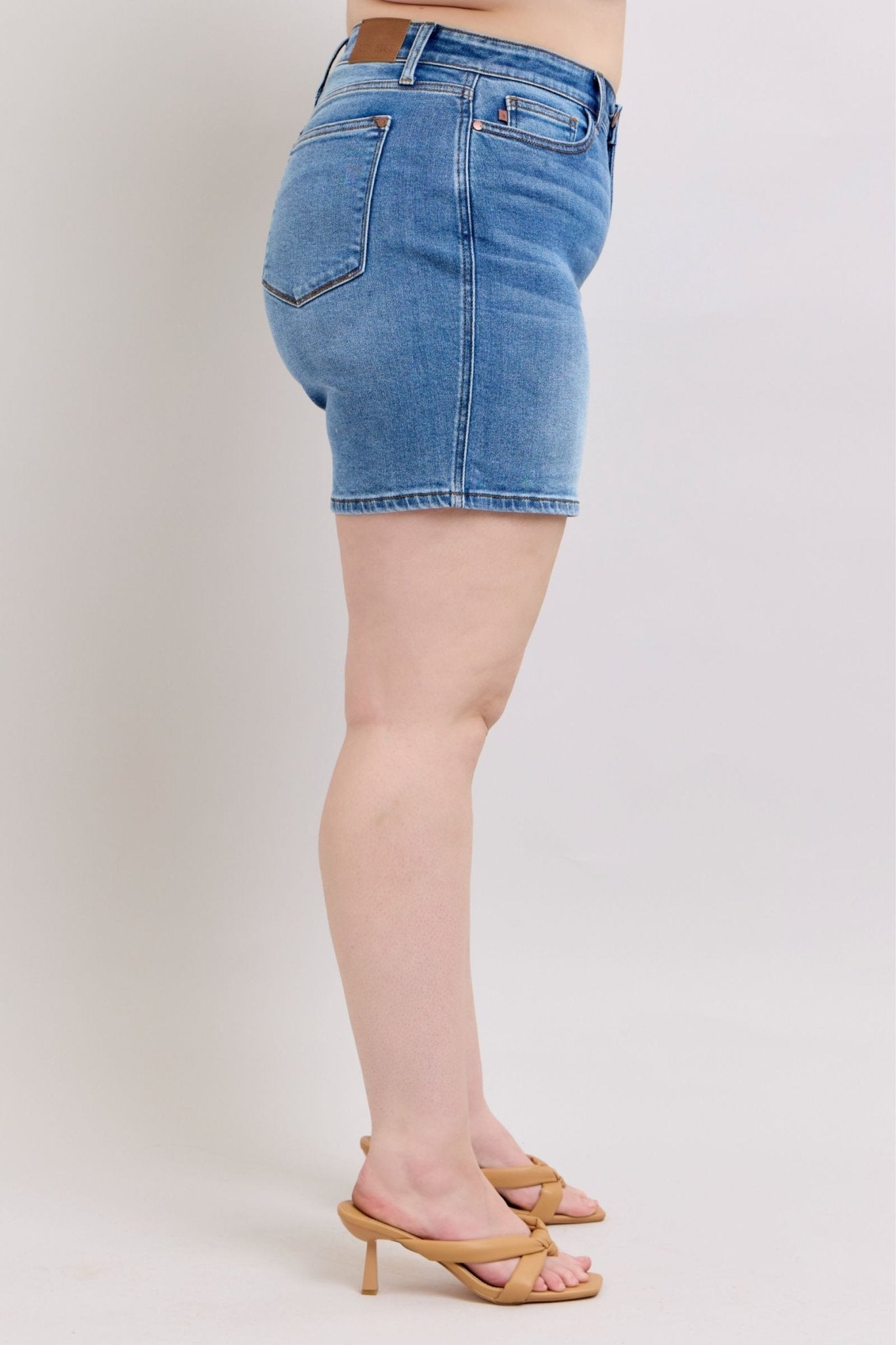 Vanessa High Rise Adjustable Button Denim Shorts - Driftwood Boutique