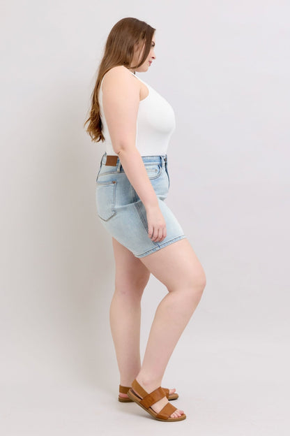 Vanessa High Rise Adjustable Button Denim Shorts - Driftwood Boutique