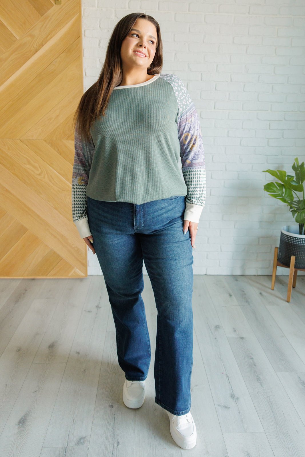 Very Curious Mixed Print Top - Driftwood Boutique