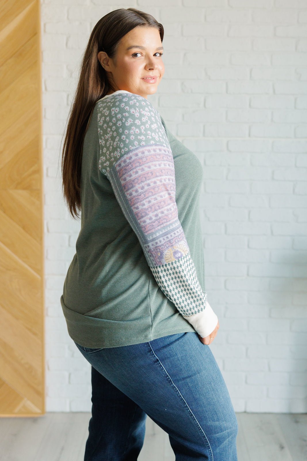 Very Curious Mixed Print Top - Driftwood Boutique