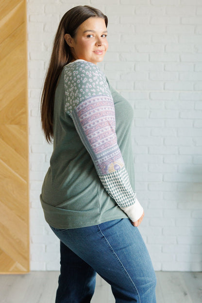 Very Curious Mixed Print Top - Driftwood Boutique