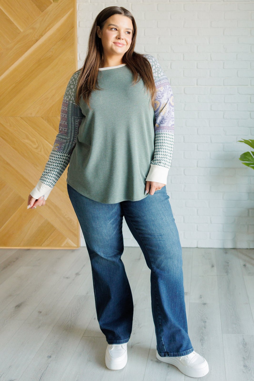 Very Curious Mixed Print Top - Driftwood Boutique