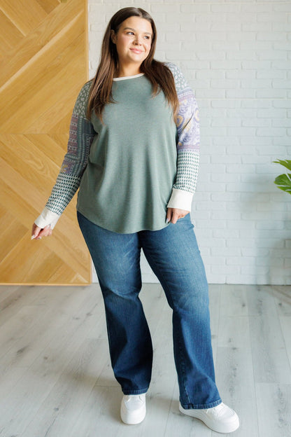 Very Curious Mixed Print Top - Driftwood Boutique