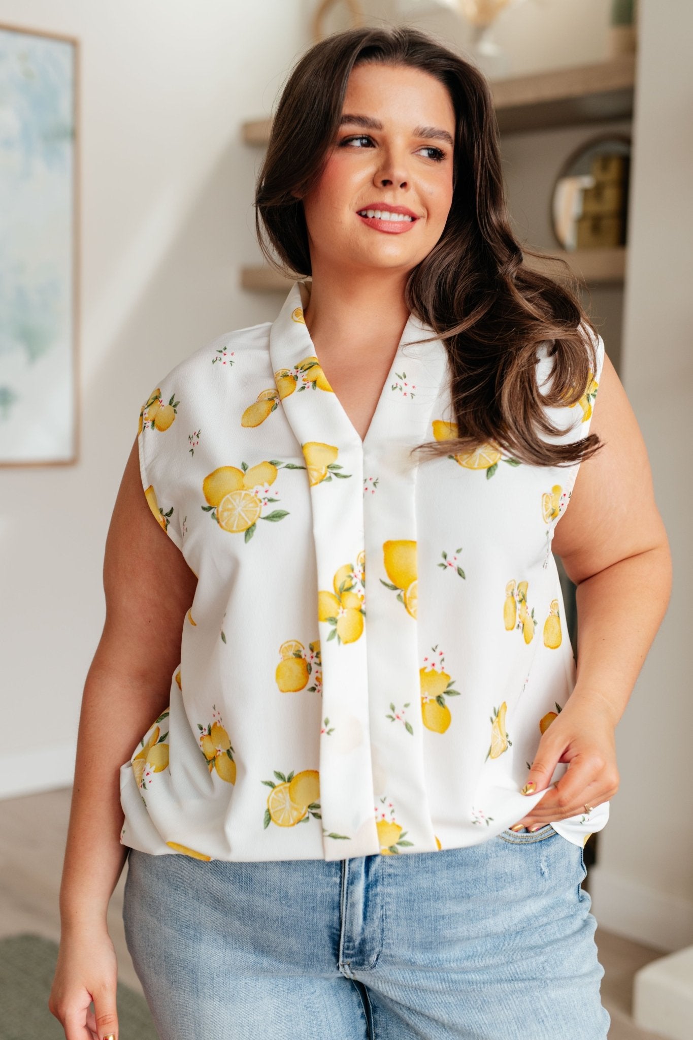 When Life Gives You Lemons Sleeveless Blouse - Driftwood Boutique