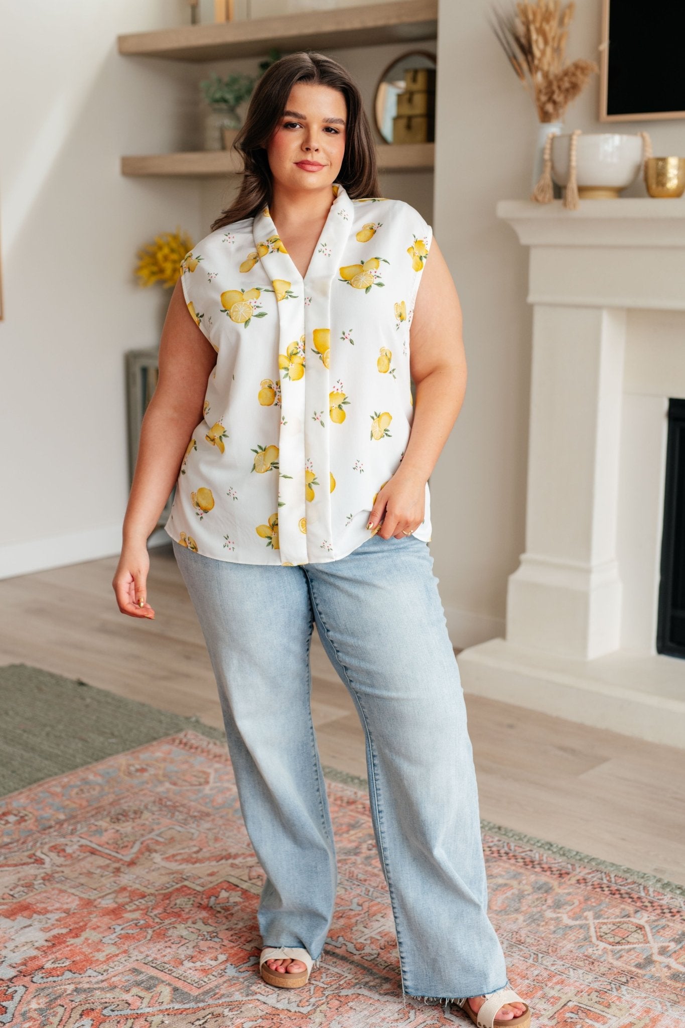 When Life Gives You Lemons Sleeveless Blouse - Driftwood Boutique