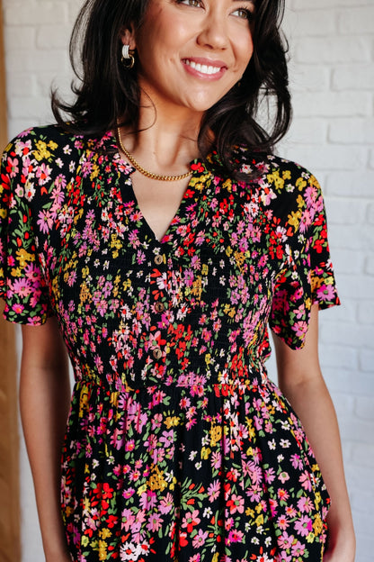 Wildflower and Barley V - Neck Button Up Dress - Driftwood Boutique