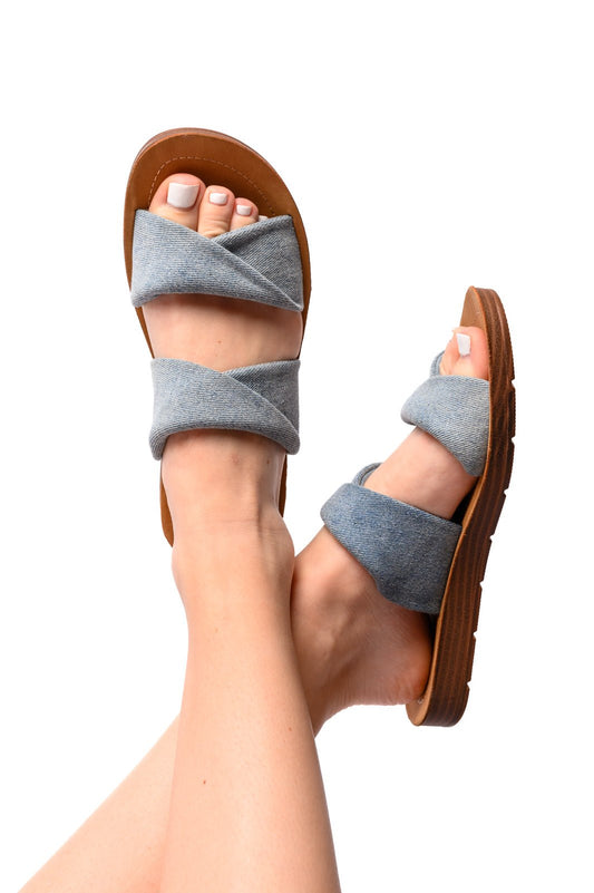 With a Twist Sandal in Denim - Driftwood Boutique