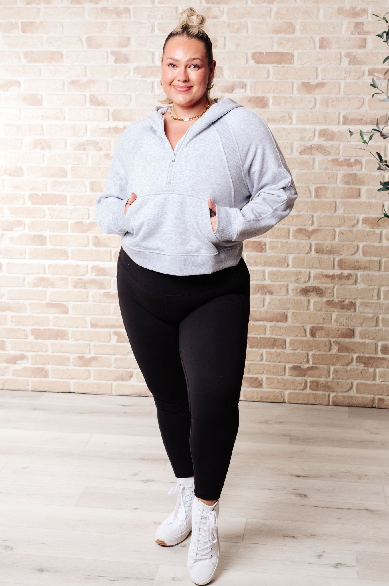 Working Up A Sweat Hooded Pullover in Grey - Driftwood Boutique