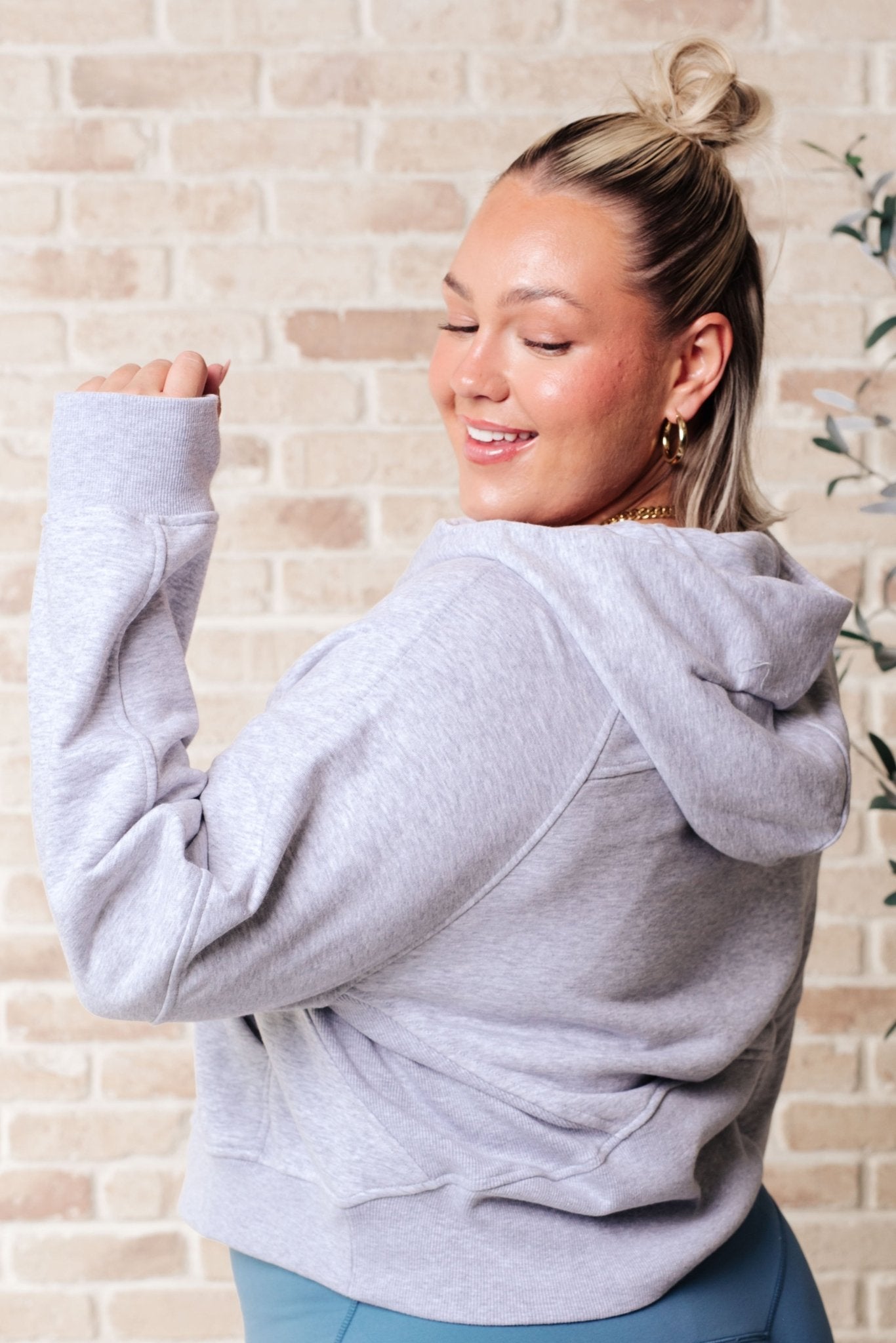 Working Up A Sweat Hooded Pullover in Grey - Driftwood Boutique