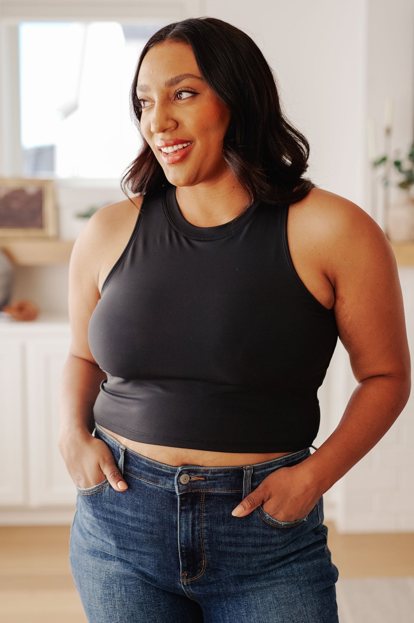Yesterday's Crop Tank in Black - Driftwood Boutique