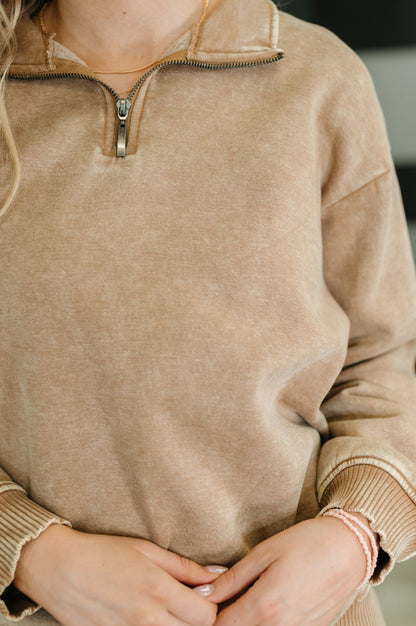 You Should Know Half Zip Pullover in Deep Camel - Driftwood Boutique