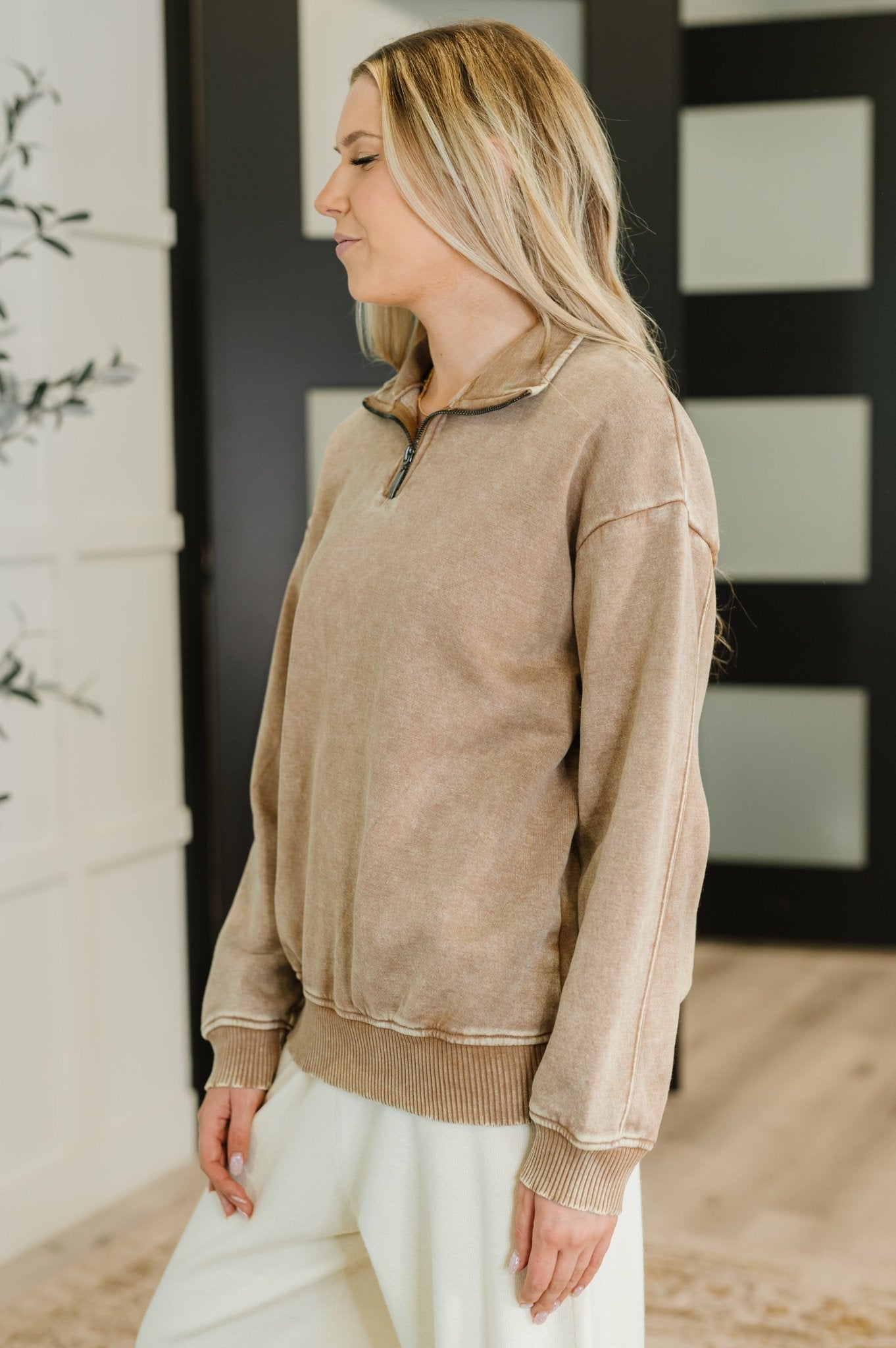 You Should Know Half Zip Pullover in Deep Camel - Driftwood Boutique