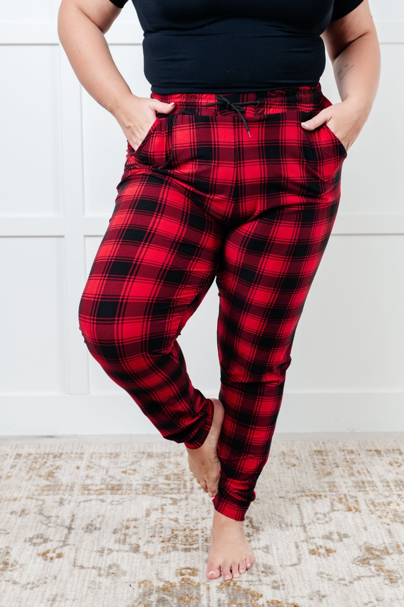Your New Favorite Joggers in Red Plaid - Driftwood Boutique