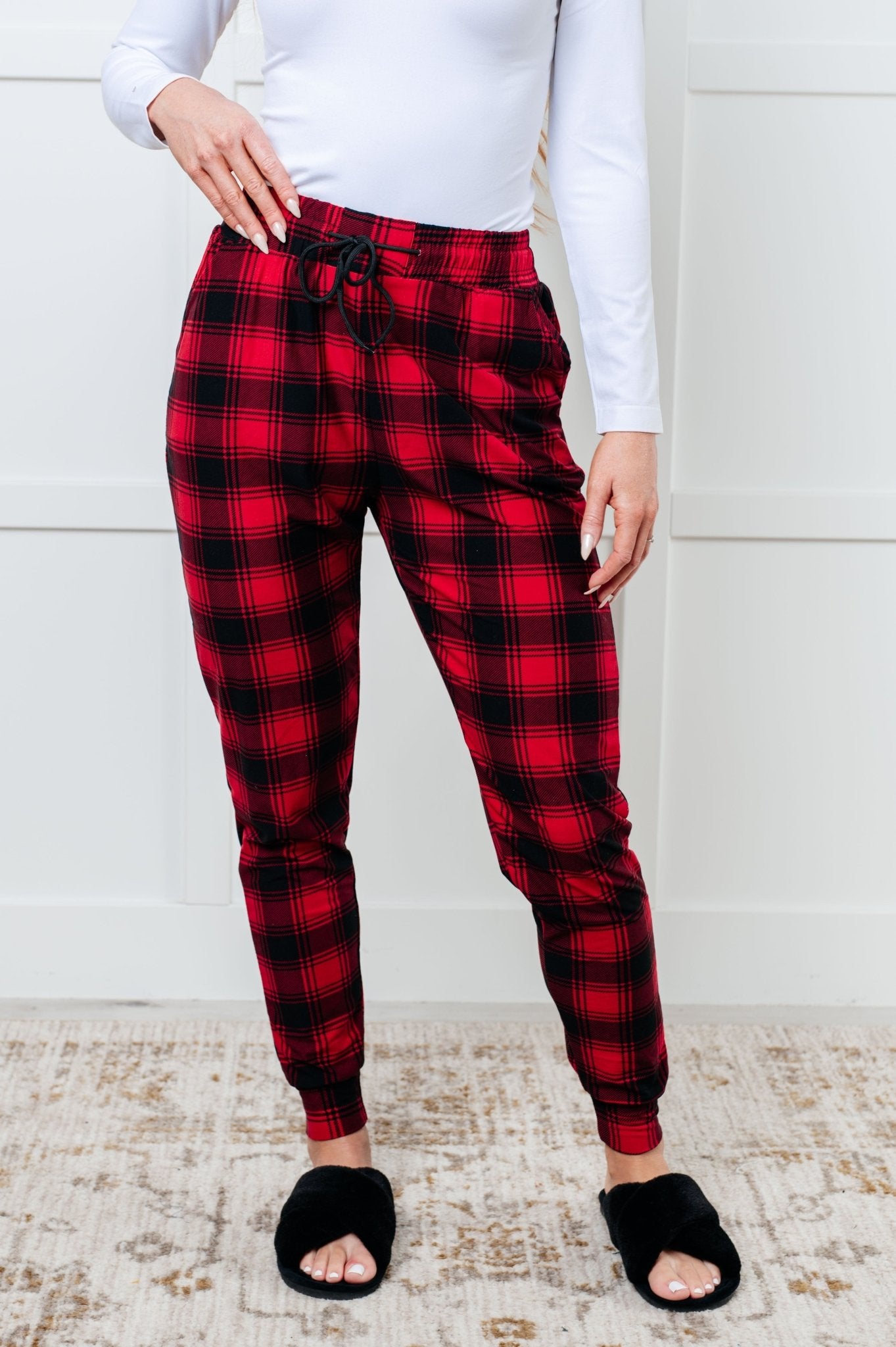 Your New Favorite Joggers in Red Plaid - Driftwood Boutique