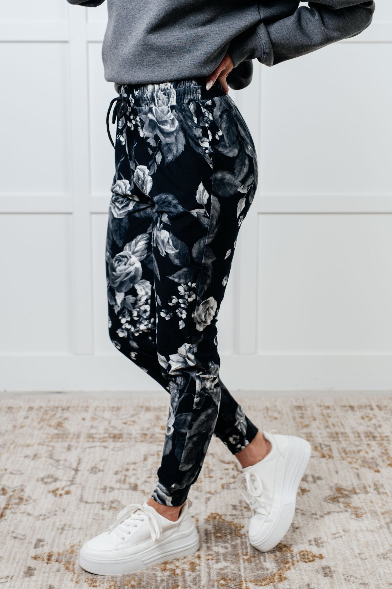 Your New Favorite Joggers in Rose Print - Driftwood Boutique