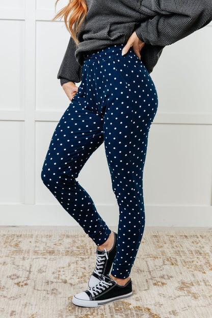 Your New Favorite Joggers in White Polka Dot - Driftwood Boutique