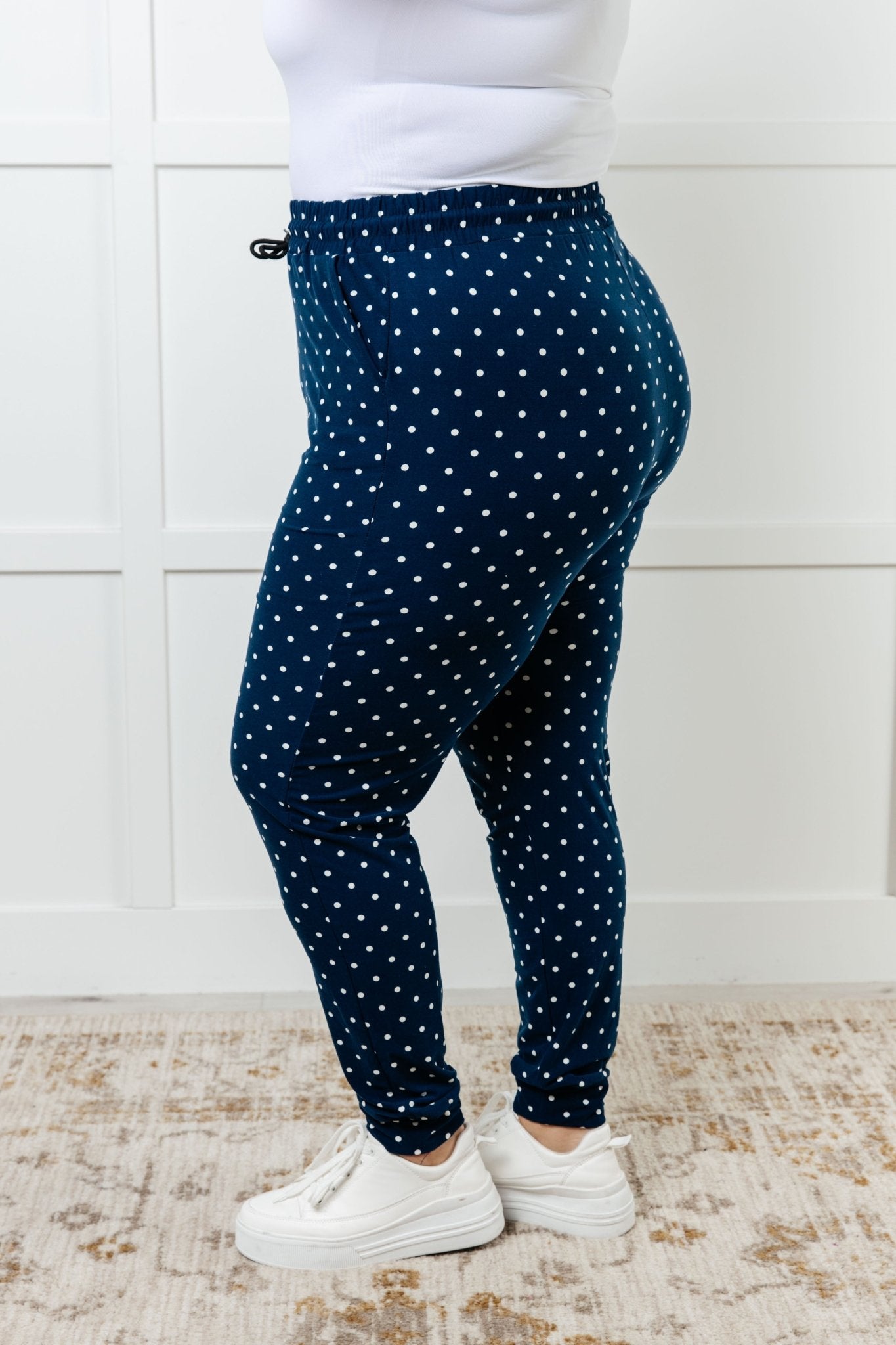Your New Favorite Joggers in White Polka Dot - Driftwood Boutique