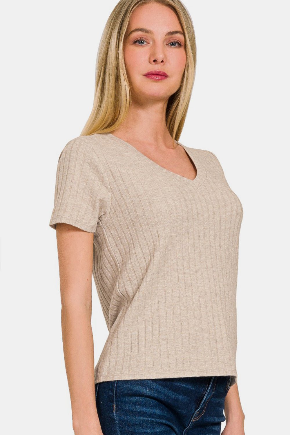 Zenana Ribbed Short Sleeve T-Shirt - Driftwood Boutique
