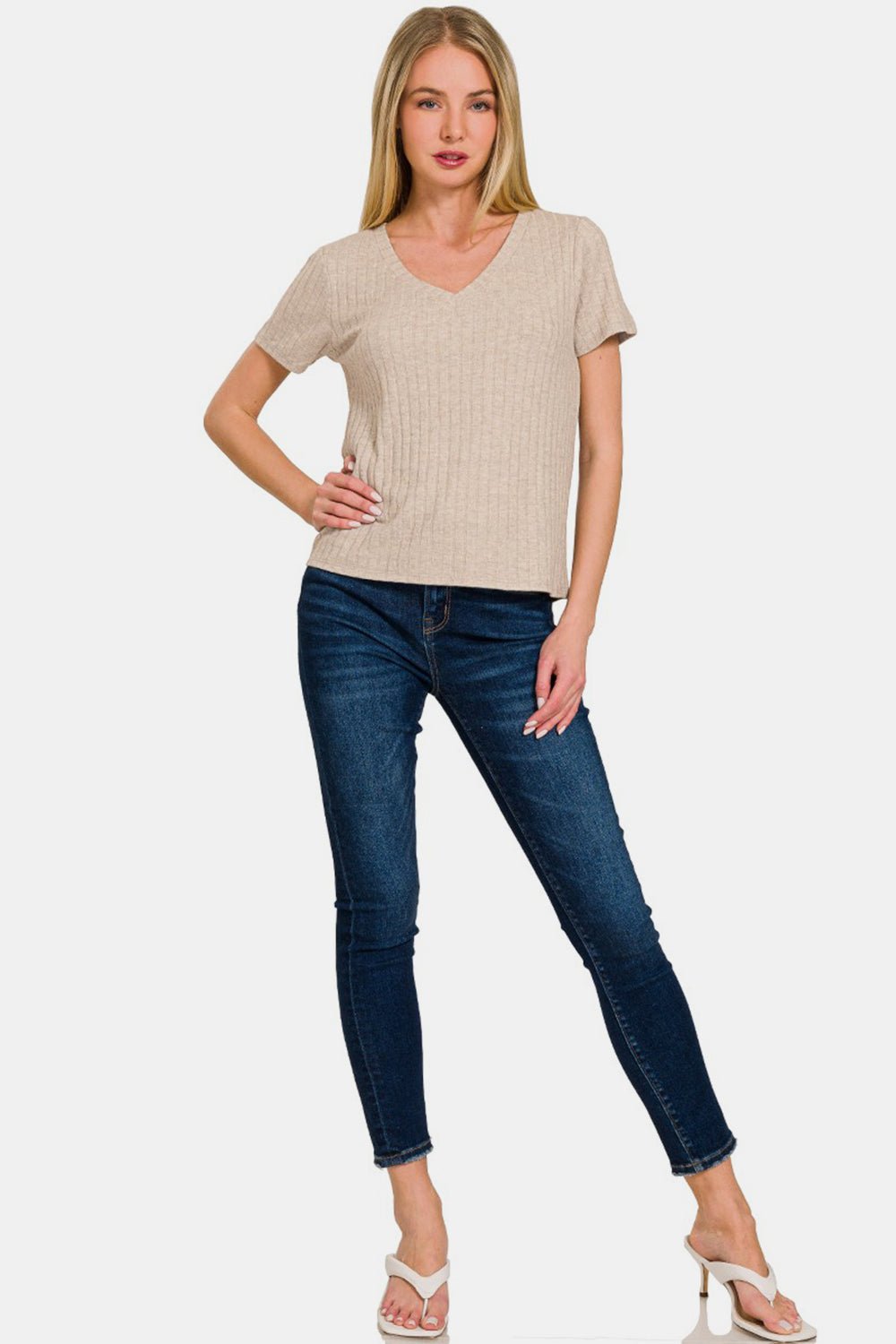 Zenana Ribbed Short Sleeve T-Shirt - Driftwood Boutique