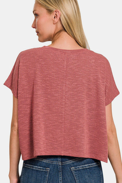 Zenana V - Neck Short Sleeve Crop T-Shirt - Driftwood Boutique