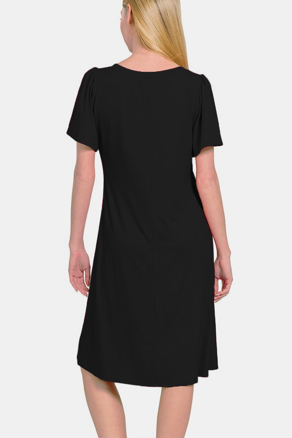 Zenana V - Neck Short Sleeve Dress - Driftwood Boutique