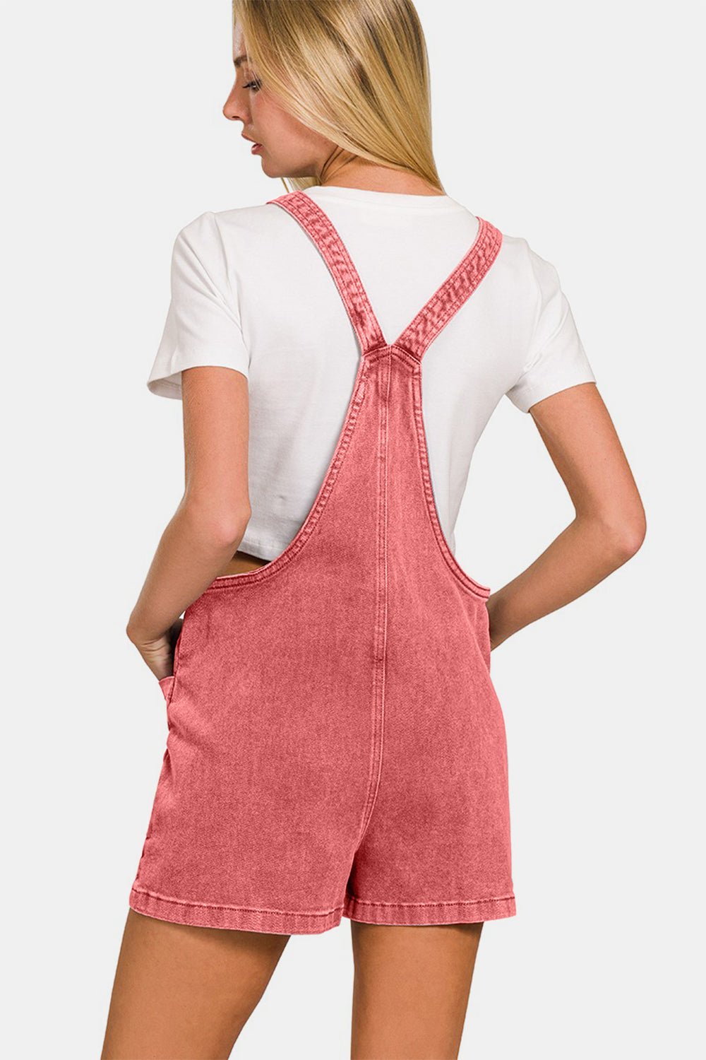 Zenana Washed Knot Strap Rompers - Driftwood Boutique