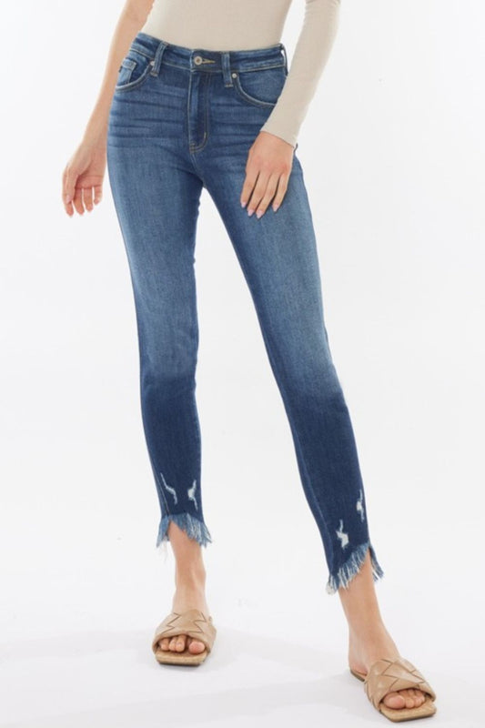 Jolene High Rise Frayed Hem Cropped Skinny Jeans