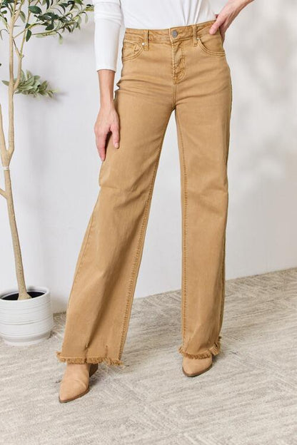 Rachelle Raw Hem Wide Leg Jeans