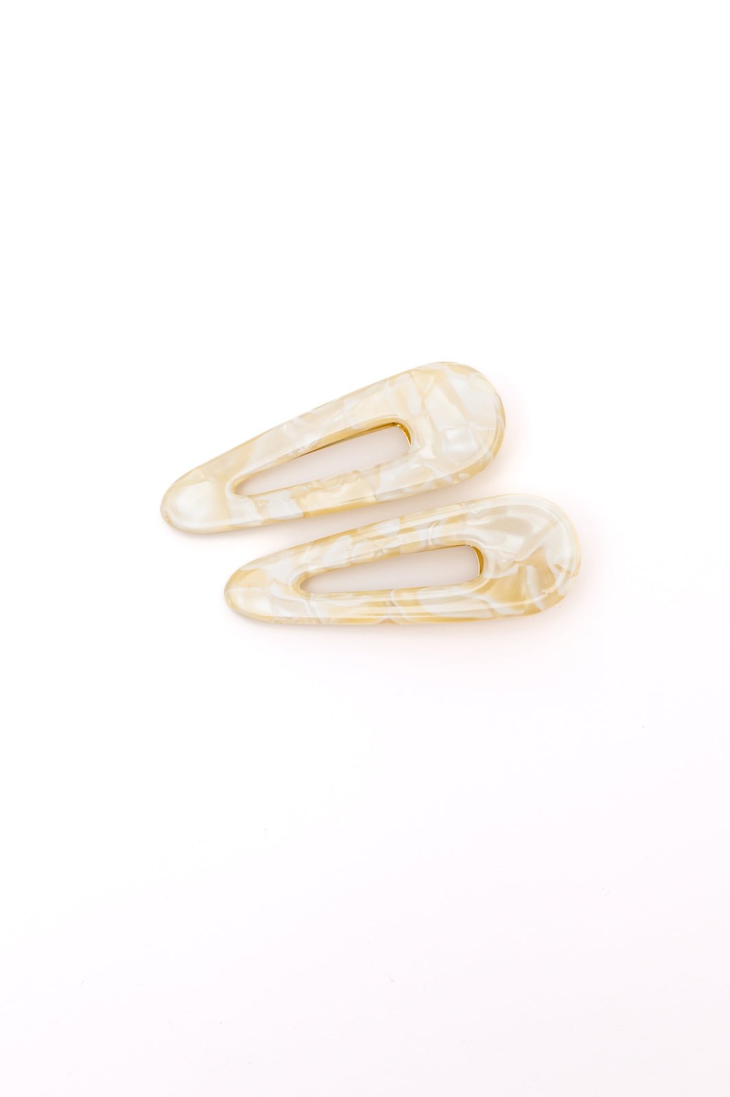 2 Pack Teardrop Hair Clip in Gold Shell - Driftwood Boutique