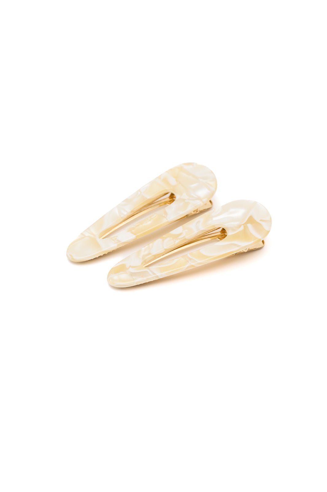 2 Pack Teardrop Hair Clip in Gold Shell - Driftwood Boutique