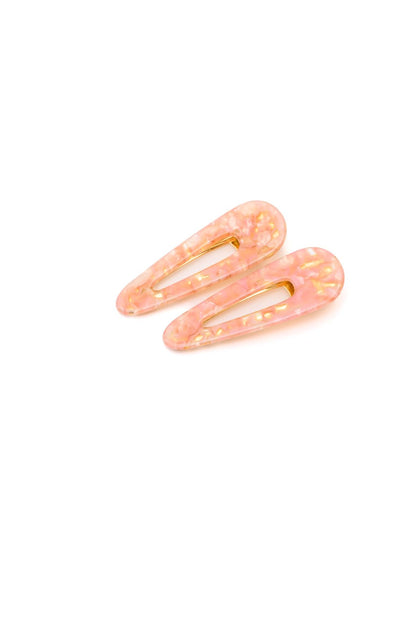 2 Pack Teardrop Hair Clip in Pink Shell - Driftwood Boutique